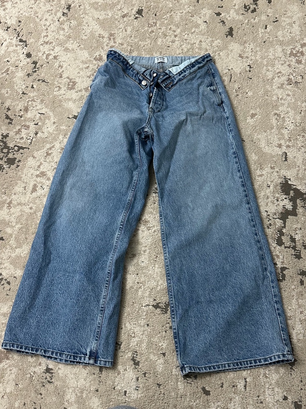 EB Denim Madison High-Rise Foldover Wide Leg Jeans Size 28 - Picture 3 of 6